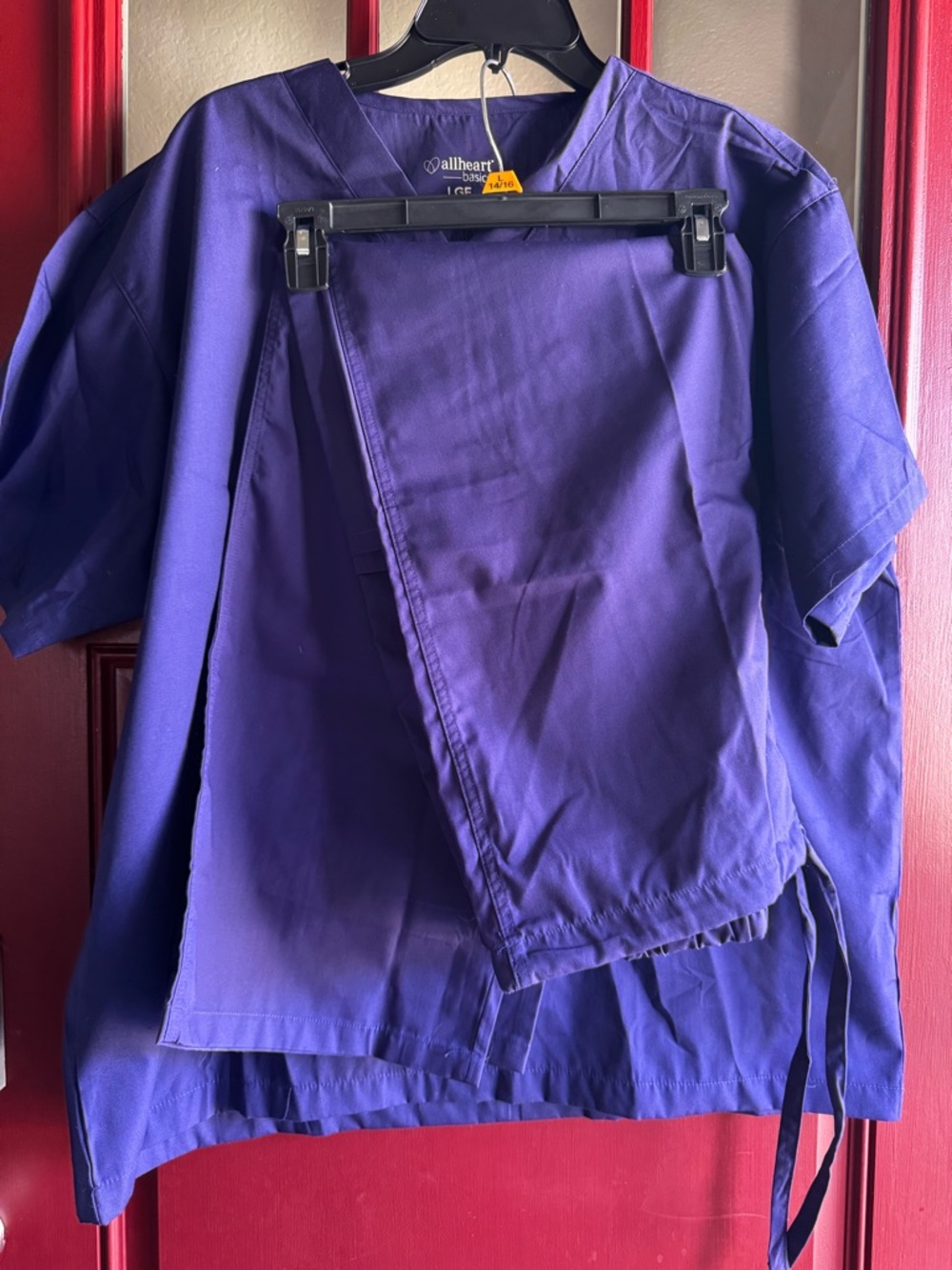 Allheart Women's Purple Scrub Top and Pants Set